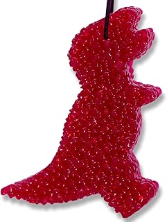 Strawberry Leather Scented Freshie, Red T-Rex Shape, Texas-Rex, Lone Star Candles and More’s Original Aroma of Genuine Leather and Sweet Juicy Strawberries, Car Air Freshener, Aroma Beads, USA Made