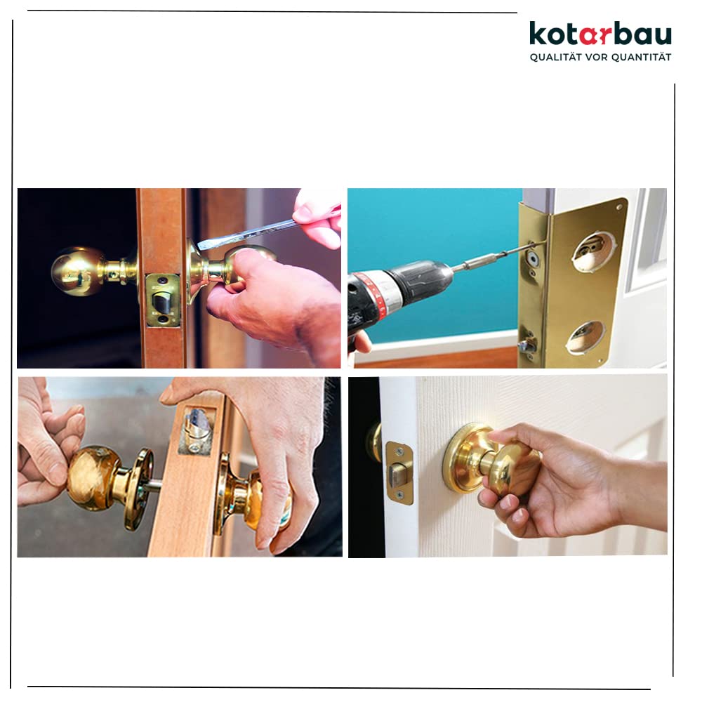 KOTARBAU Bouton de porte avec serrure - En métal - Rond - Avec 3 clés - Rosace à encastrer (satiné)