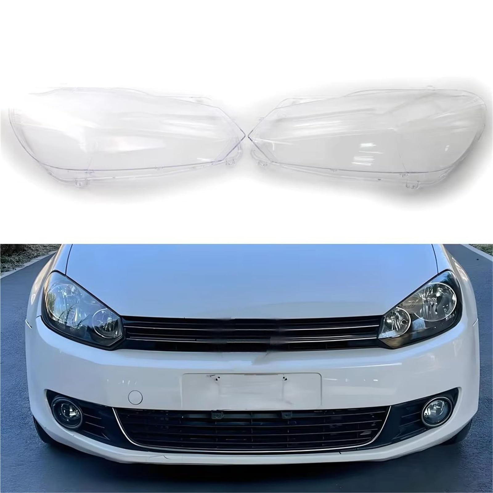 Para VW Para Golf 6 Para MK6 Para GTI R 2010 2011 2012 2013 2014 Pantalla Transparente Carcasa Faro Cubiertas Lente Delantero Coche Cubierta Faro Coche Lámpara(Izquierda)