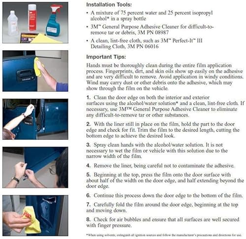 Miniatura 6 de 3M - Película protectora de pintura para borde de puerta de automóvil, tiras precortadas (4 puertas), protector de borde para puerta de automóvil,