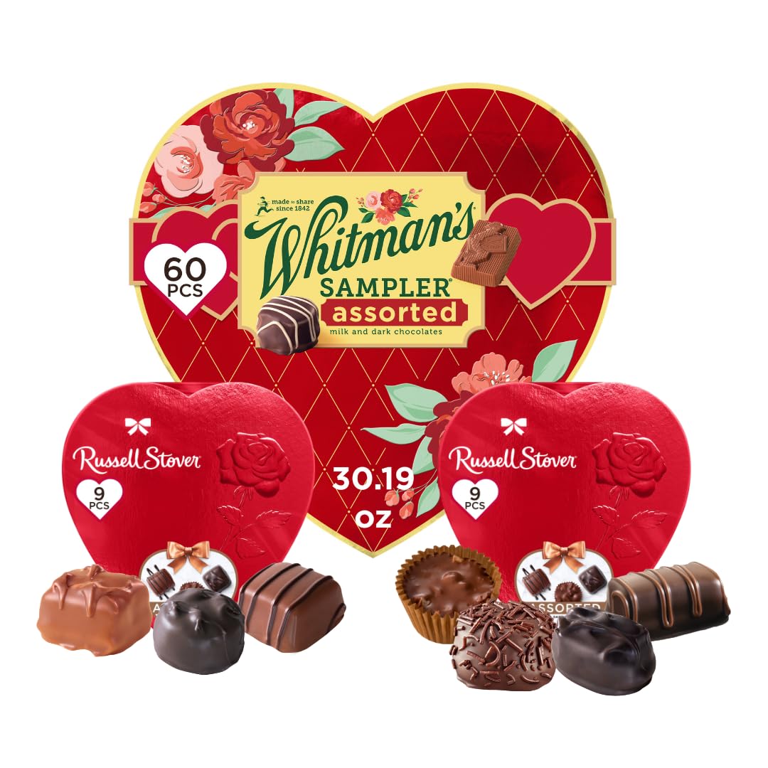 Russell Stover, Red Foil Heart, 10 Ounce - Chocolate Gift Box for Valentine's Day, Mother's Day, Anniversary and Birthdays (Pack of 2)