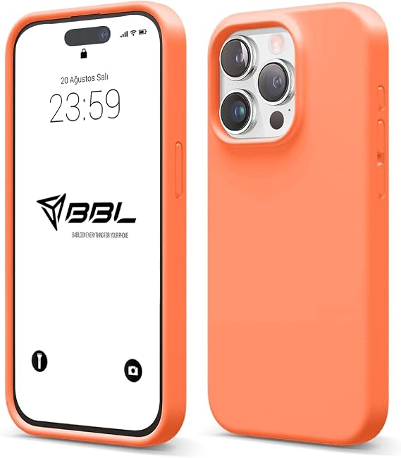 iPhone Case Thin Liquid Silicone 3 Layer Fully Coated Soft Gel Rubber Case Cover (Open Orange (19), iPhone 15 Pro)