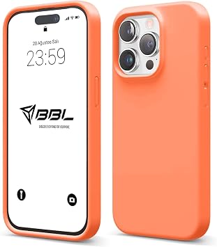 iPhone Case Thin Liquid Silicone 3 Layer Fully Coated Soft Gel Rubber Case Cover (Open Orange (19), iPhone 15 Pro)