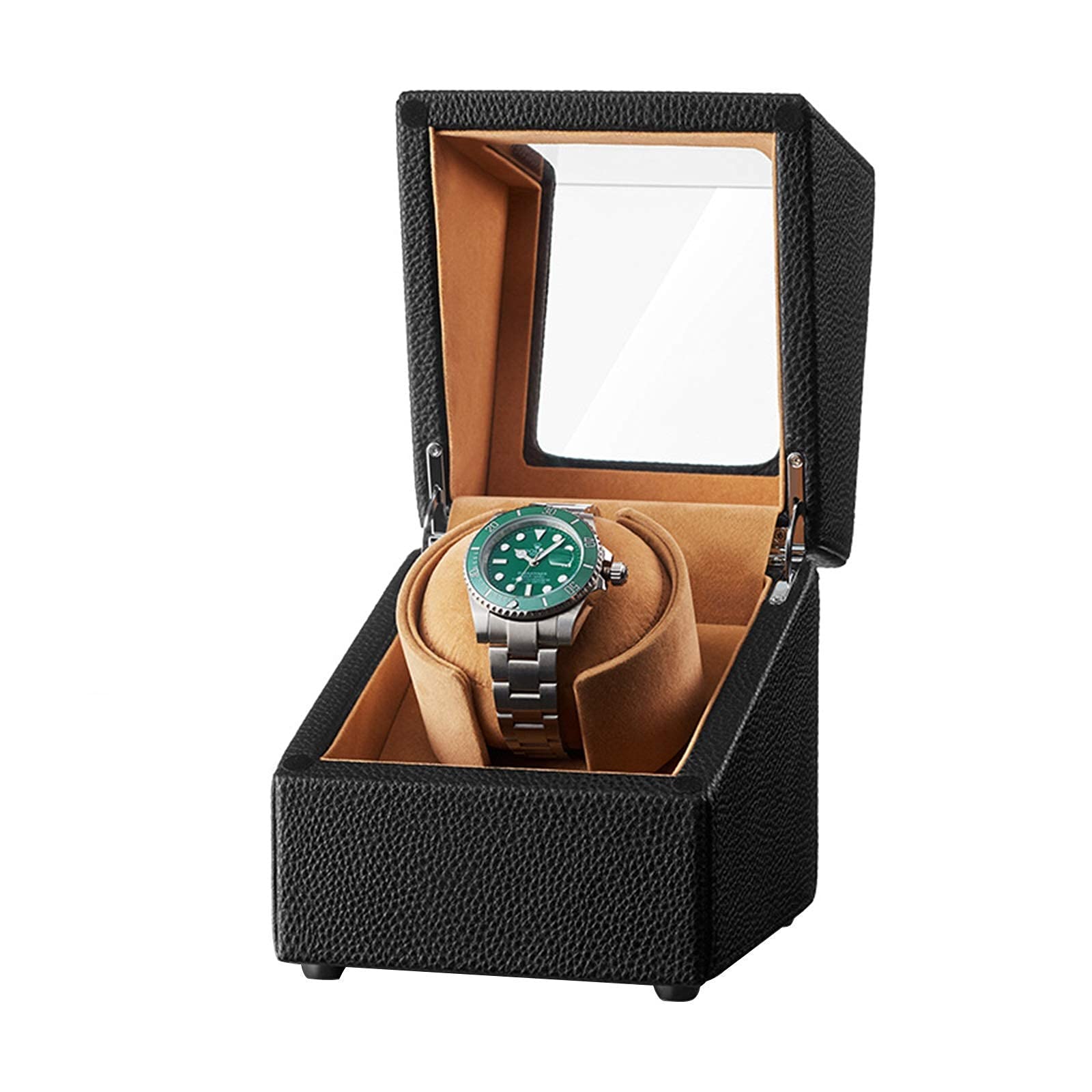 OLSKFUH Automatic Single Watch Winder Box 5 Rotation Mode Soft Flexible Watch Pillow Dual Power Supply Quiet Motor,