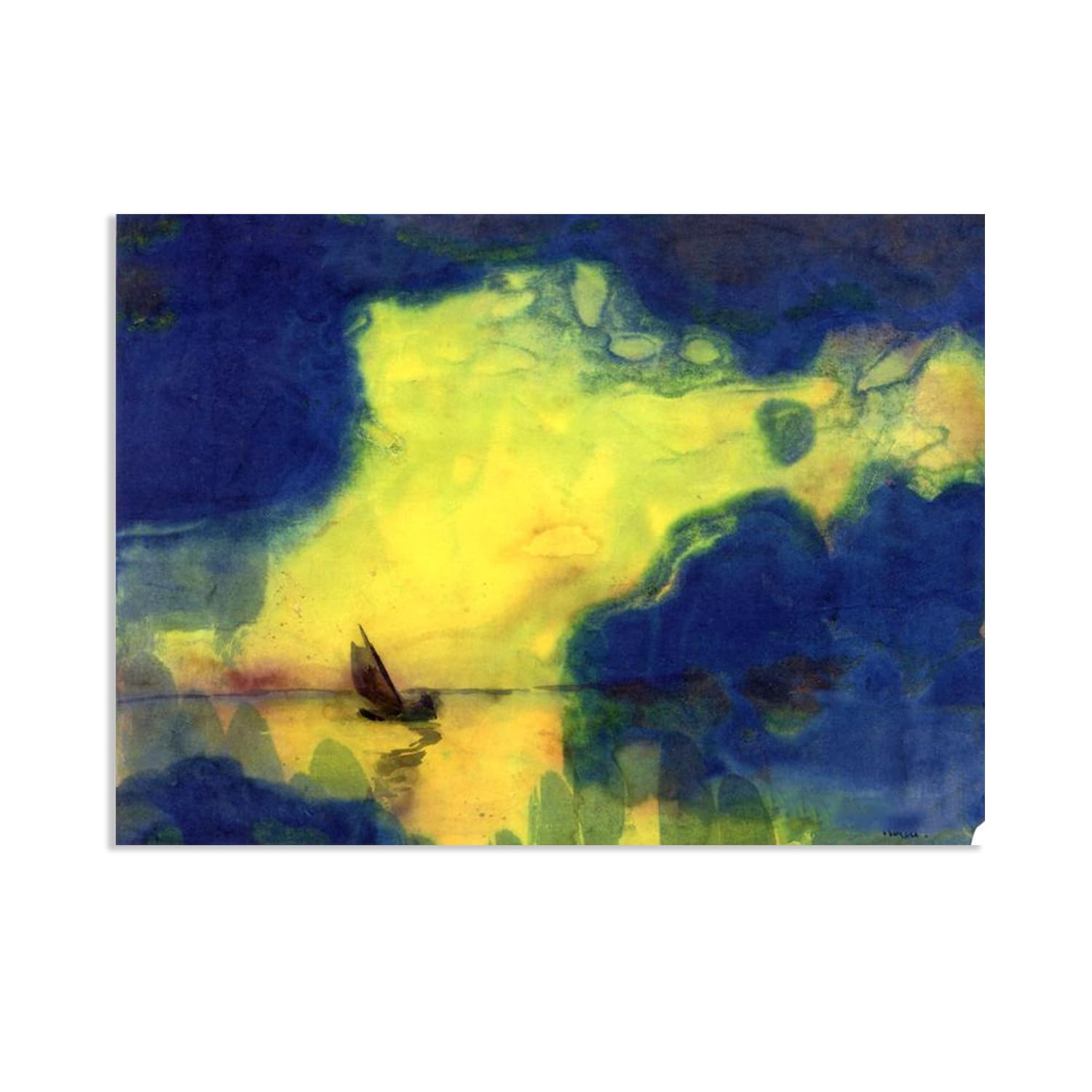 RXNHGJDS Emil Nolde Seascape Canvas Wall Art The Sea at Dusk Abstract Reproductions Coastal Expressionism Artwork Wall Decor for Living Room Bedroom Office Home Decor100x70cm(33x28in) Frameless