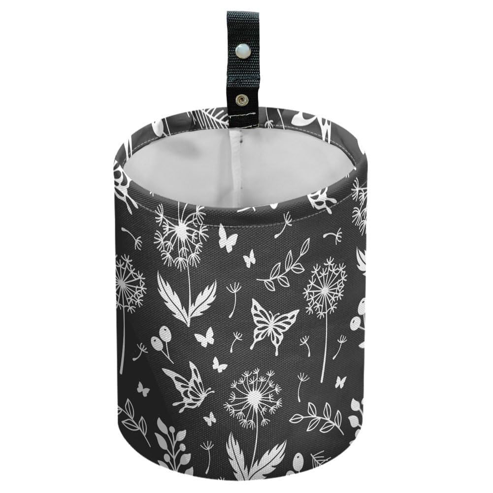 Branches Dandelions Car Trash Can Butterfly Waterproof Garbage Can Car Seat Back Hanging Trash Bag Portable Camping Garbage Bin Storage Bag Collapsible Trash Container for Vehicle Kitchen