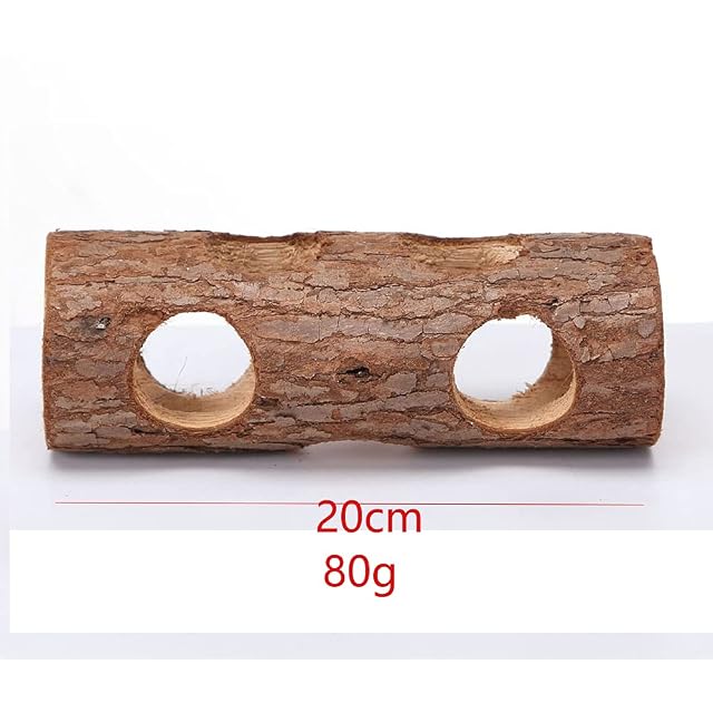 Foto 7 de 7 de ANCLLO Tubo de túnel de madera natural para hámster, cabaña de juego, bosque, tronco hueco