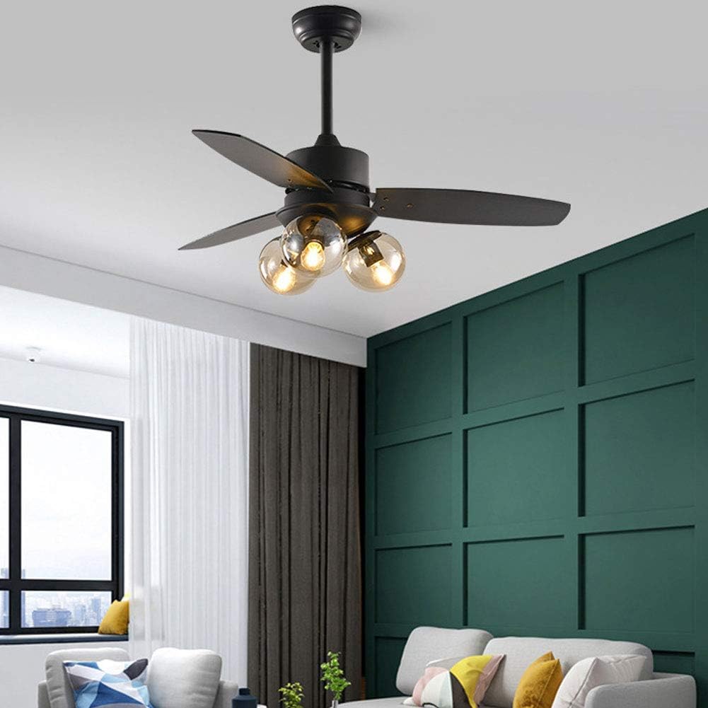 Discount 42 Inch Ceiling Fan with Lighting,Creative Design Black Wooden Ceiling Fan Chandelier LED Indoor 3 Lights for Home Living Room Restaurant