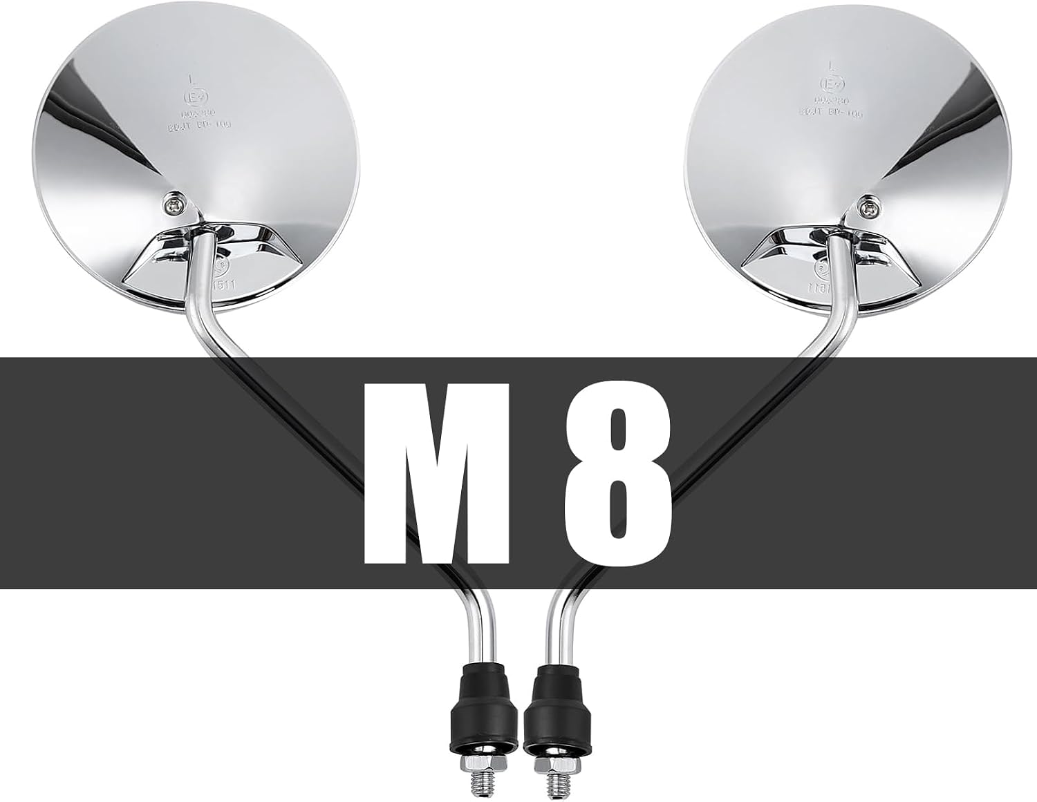Mokuo Motorcycle Rearview Mirror in Aluminium Alloy Material with 8MM Bolt Fit for Most Motocycle Dirt Bike Scooter Moped, Silver Color