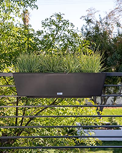Image of Veradek Pure Series Railing Planter - Tapered Window Box with Bracket
