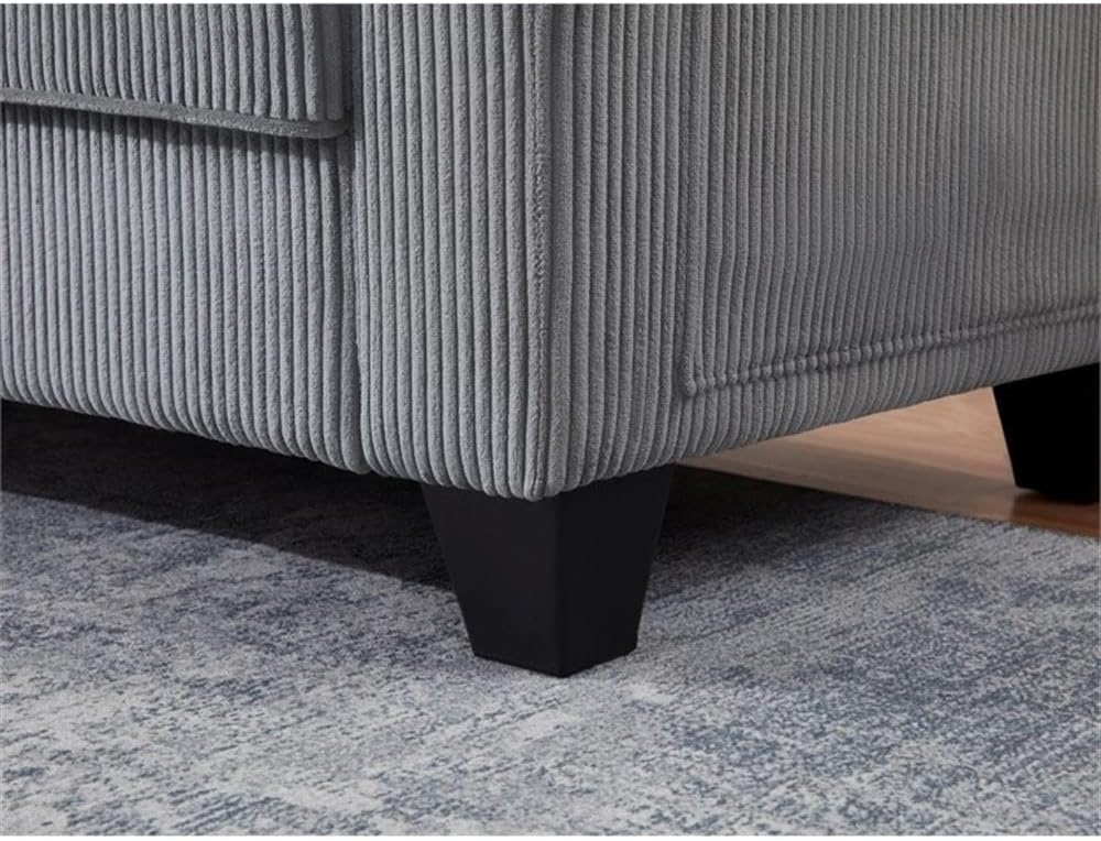 MAKLAINE 57" W Corduroy Loveseat Sofa, Gray Upholstered Fabric, Built-in USB Port, Side Storage Pockets, Compact Modern Design for Small Living Rooms, Apartments, Studios or Cozy Spaces