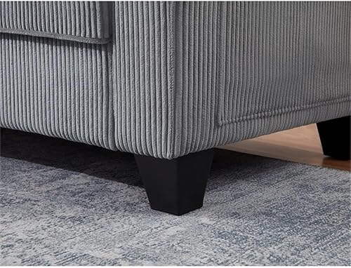 Miniatura 26 de BOWERY HILL Sofá cama reversible/seccional de lino gris acero con almacenamiento para espacio pequeño Gris,Beige,Negro