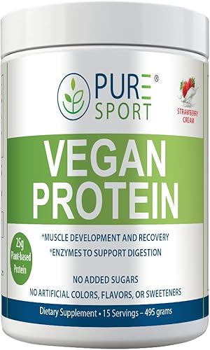 Miniatura 4 de PURE Proteína vegana deportiva, 0.88oz de proteína a base de plantas por porción, totalmente natural. Disponible en 3 sabores (vainilla)