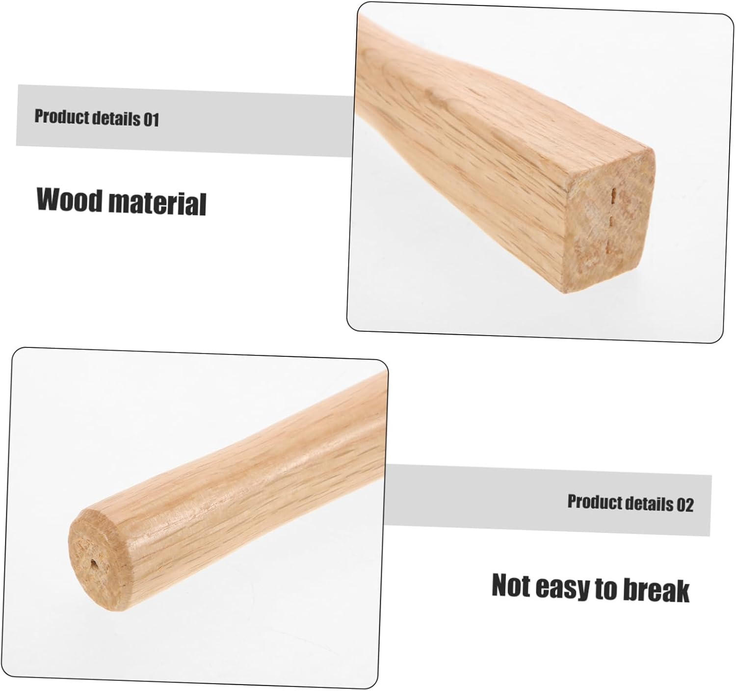 Sosoport 5pcs Wooden Hoe Handle Replacement Hoe Garden Handle Shovel Reinforcing for Garden Tool