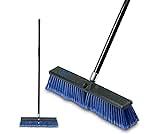 Outdoor Broom & Patio Brush by Addis – Heavy Duty 45cm (17.7") Angled Head with Stiff Bristles Deck Driveway Garden & Yard Sweeping Brush Large Push Broom for Concrete Tile Wooden Floors, Blue Black