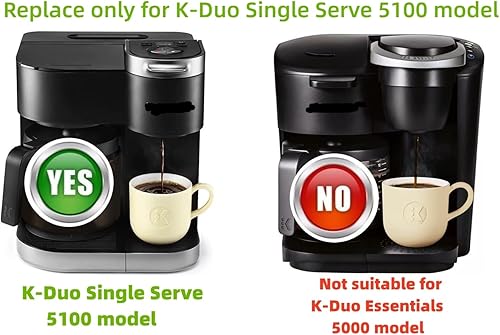Miniatura 3 de Jarra compatible con cafetera Keurig K-Duo 5100 de una sola porción, jarra de café de vidrio de repuesto negra de 12 tazas (no compatible con K-Duo