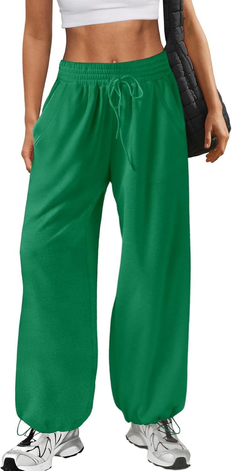 Yanekop Womens Wide Leg Sweatpants Drawstring Baggy Pants Gym Active Sweat Pants Elastic Waist Lounge Pants with Pockets