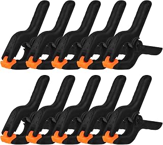 Spring Clamps, 10pcs Backdrop Clips 4.5 Inch Heavy Duty Plastic Spring Clamps Plastic Clips for Woodworking, Photography Studio, Home Improvement