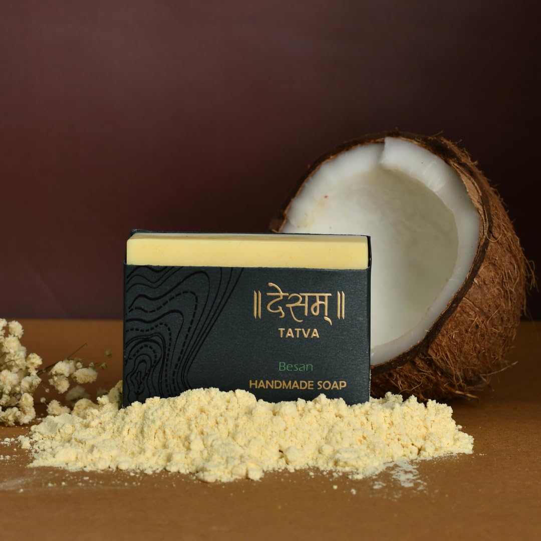 Desam Organics Besan (Gram Flour) Handmade Ayurvedic Soap | Deep Cleansing & Oil Control | Brightens Skin Tone | Paraben & Sulphate Free | For Men & women | (1 Unit x 100gm)-image-39