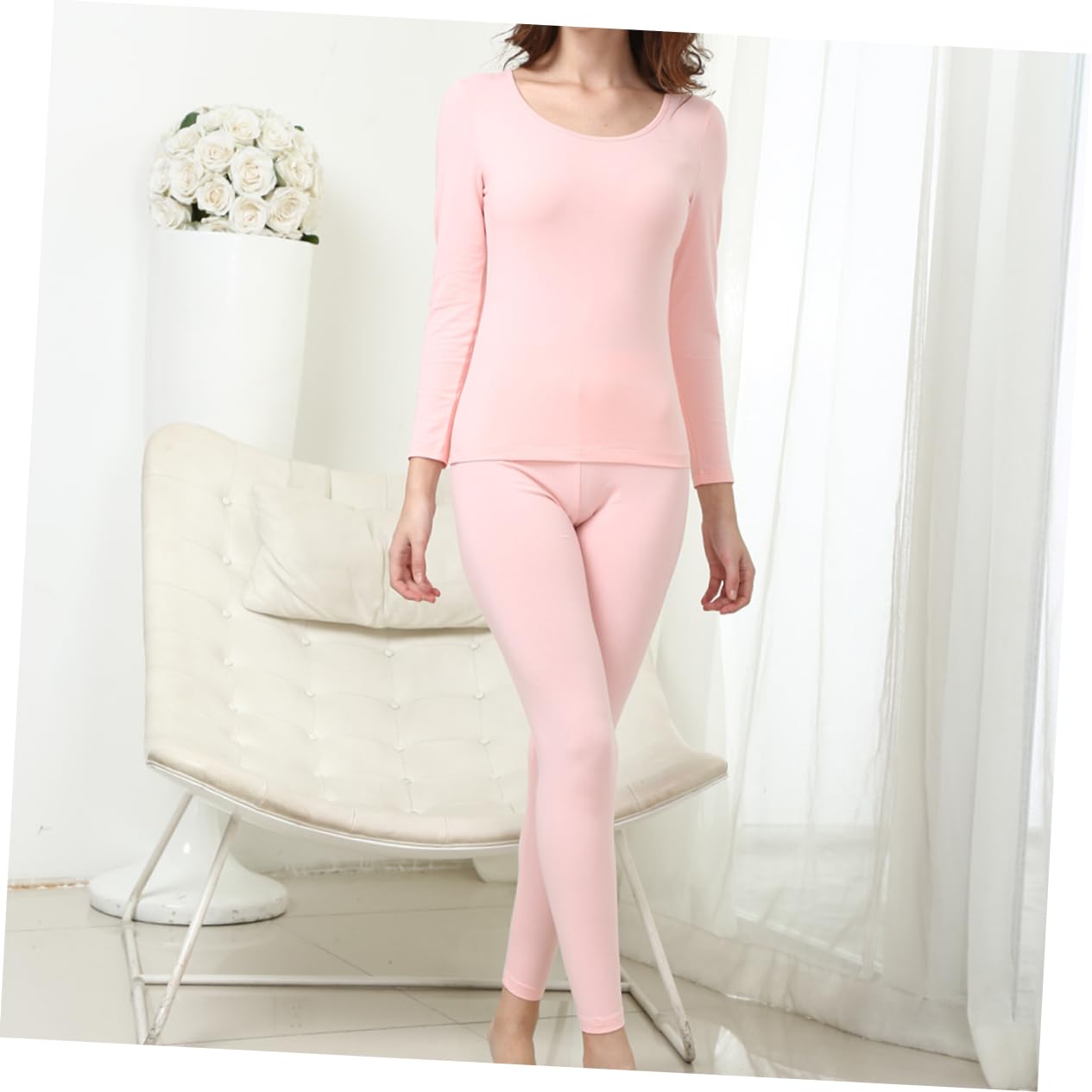 CALLARON Conjunto Térmico Mujer 2 Piezas Algodón Suave Ropa Interior Invierno para Casa