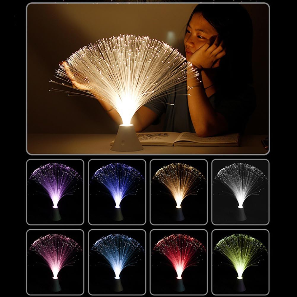 Lámpara de Fibra óptica, Lámpara de Fibra óptica Cambiante, lámpara LED de Fibras con Cambio de Color, Salón, Baño, Bar, Decoración para Fiestas Navideñas, 1 PCS