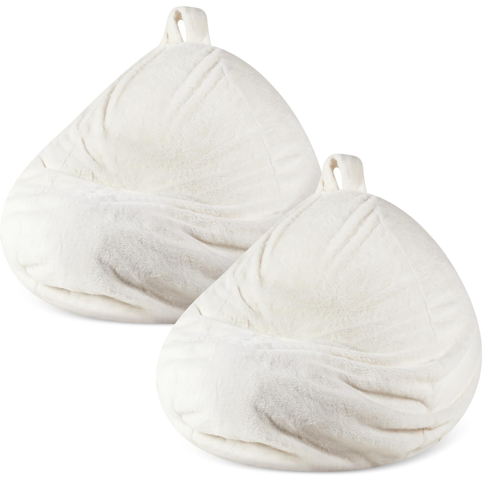SmoothNovelty 2 Pcs Bean Bag Chair Cover (No Filler) Animal Storage Bean Bag Cover for Kids and Adults Extra Large 300l Faux Rabbit Fur Washable Soft Stuffable with Zipper(Beige)
