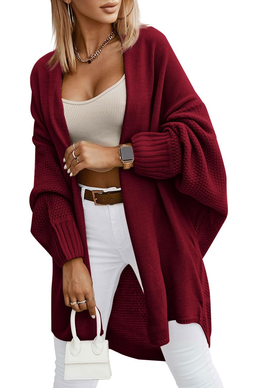 Miladusa Oversized Cardigans for Women Fall 2025 Trendy Open Front Batwing Sleeve Long Cardigan Sweaters