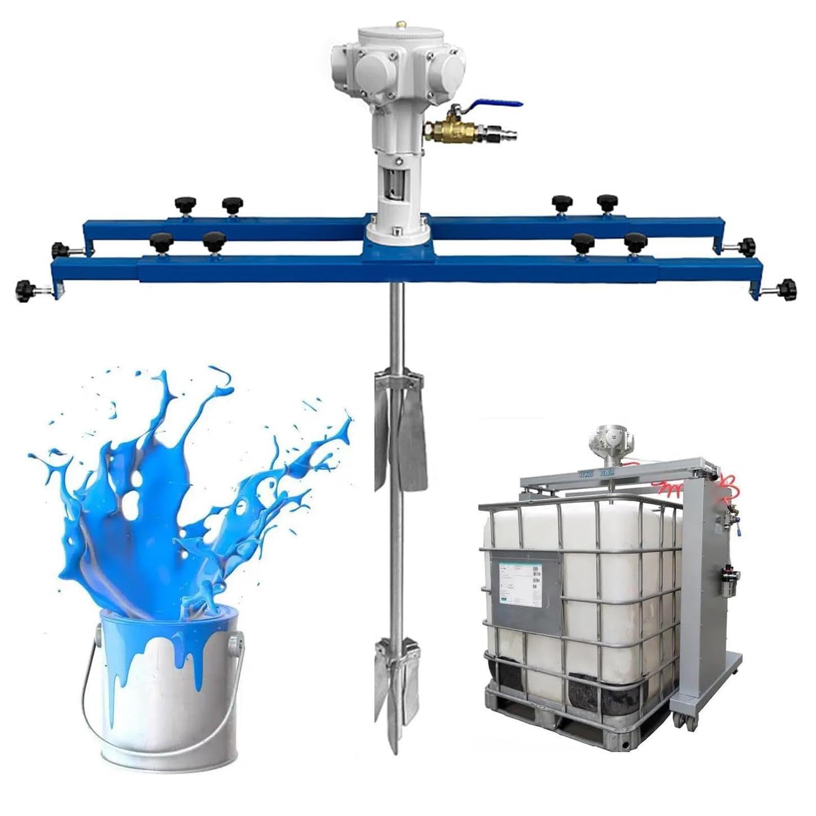 Specjalny pneumatyczny mieszalnik farb IBC 3/4HP, pręt mieszający ze stali nierdzewnej 880 mm, regulowana długość 720-1200 mm, wydajność mieszania 0-1000 kg do mieszania lekko lepkich roztworów