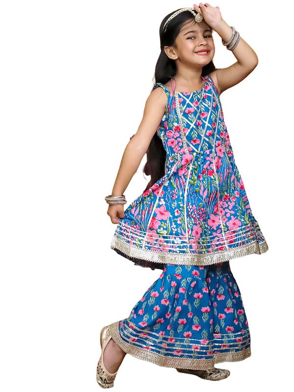 Image of LITTLE GINNIE Girls Kurta Sharara Set | Traditional Ethnic Wear for Kids