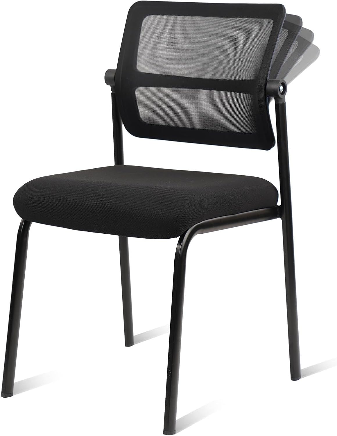 CLATINA Stackable Mesh Guest Chair with Adjustable Backrest, Armless Desk Chair with Ergonomic Lumbar Support, Reception Chair for Office, Conference, Lobby, School, Black, 1pk