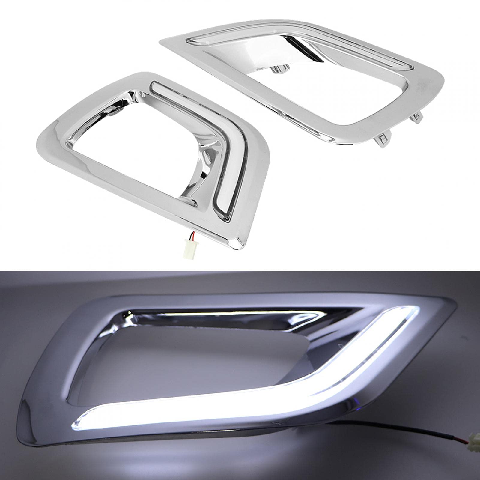 Luz de circulación diurna, lámpara de circulación diurna, 2 piezas de dos colores con luz de señal de giro apta para Navara Np300 15-18 Led de silicona