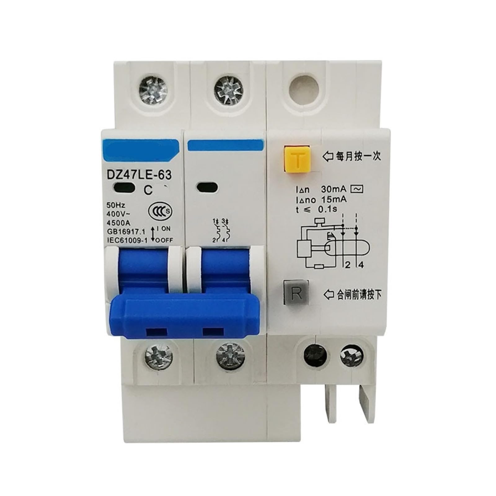 JNVFTCUX Small Leakage Circuit Breaker DZ47LE-63/2P Switch(DZ47LE-63/2PC40A)