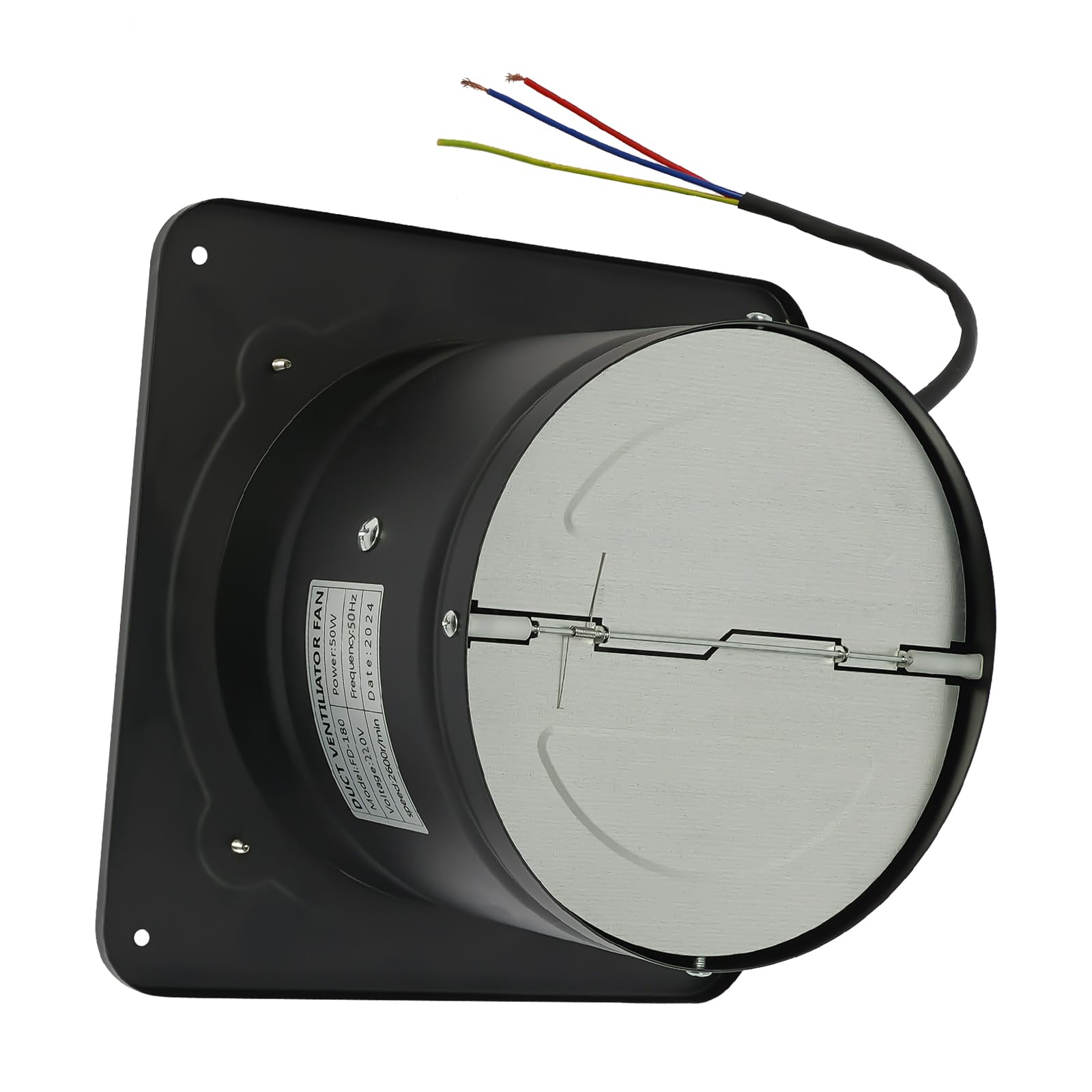 Abluftventilator,23*23*14cm Axiallüfter,50W 2600RPM Rohrventilator Wandventilator Lüfter Badlüfter Industrielüfter ,Rohrlüfter Energieverbrauch Leiser Betrieb für Belüftung im Bad Küche WC(Schwarz)