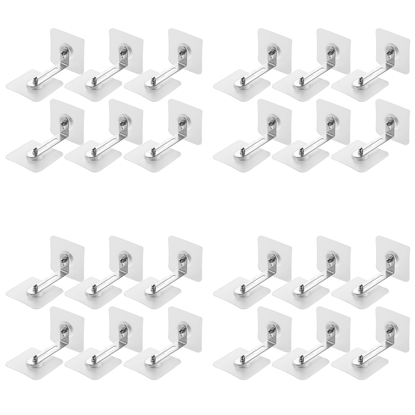 Jnchdghwa Silver & Transparent Furniture Anchors Wall Anchors, Anti Tip Furniture Anchors No Drill, Adhesive Furniture Wall Anchors For Baby 24 Pcs