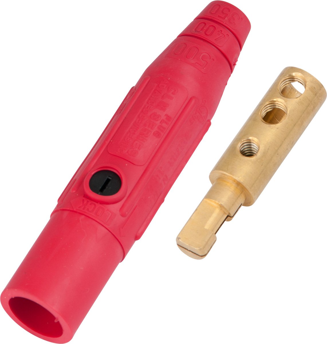 Marinco CLM2M-C CLM Cam Type, Series 15 Mini Inline, Single Pin Connector, 150 Amp, 600 Volt, #8 - #2 AWG, Male - Red (C)