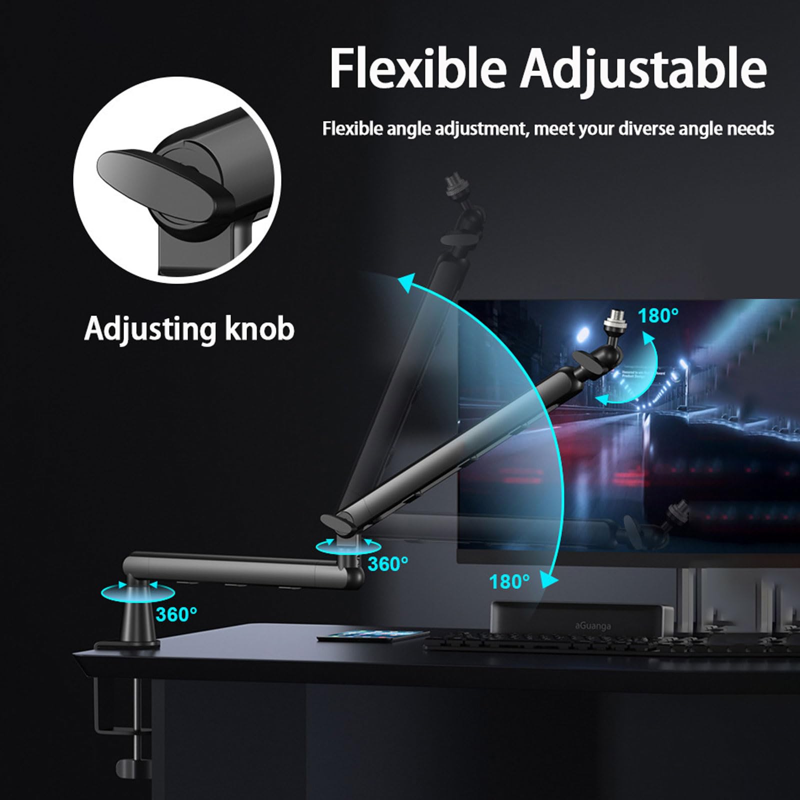 Soporte Brazo Micrófono Mesa - Ajuste Multidireccional Plegable Metal, para Blue Yeti, Snowball iCE, HyperX QuadCast,SoloCast,Elgato Wave