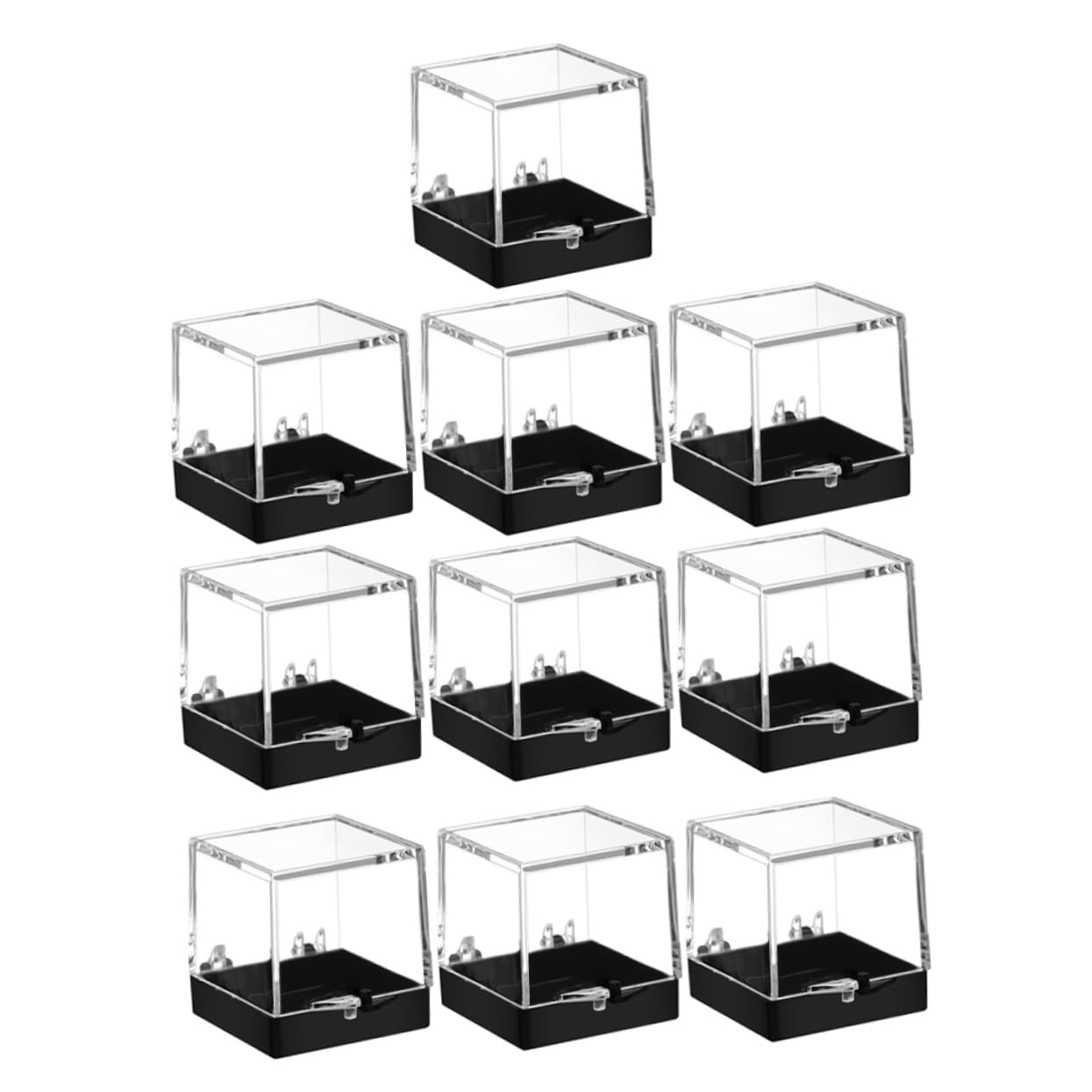 DECOMELODY Small Box for Rocks and Minerals 10pcs Square Plastic Specimen Holder for Display and Storage