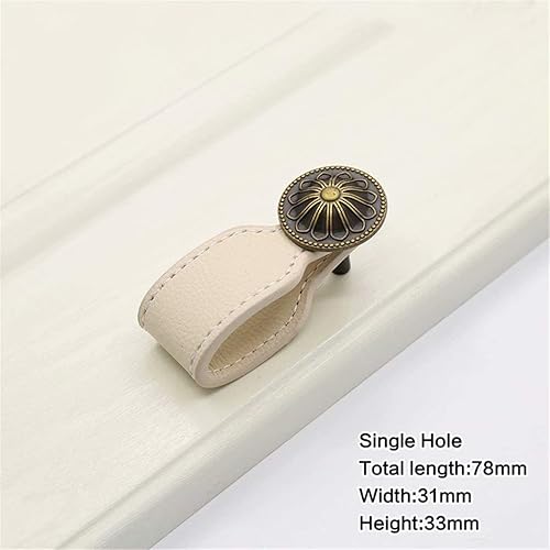 Miniatura 7 de 6 manijas de cuero blanco vintage para cajón, para maleta, armario, gabinete de vino, caja de madera, herrajes para muebles