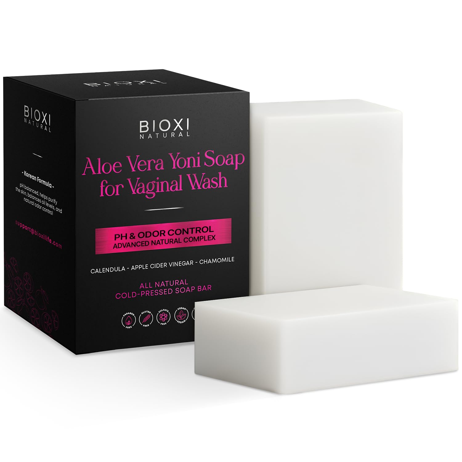 Aloe Vera Yoni Soap for Vaginal Intimate Feminine Wash - Advanced pH & Odor Control Hydration Complex - Natural Korean Cold-Pressed Vegan Formula with Calendula, Apple Cider Vinegar, Chamomile -2 Pack