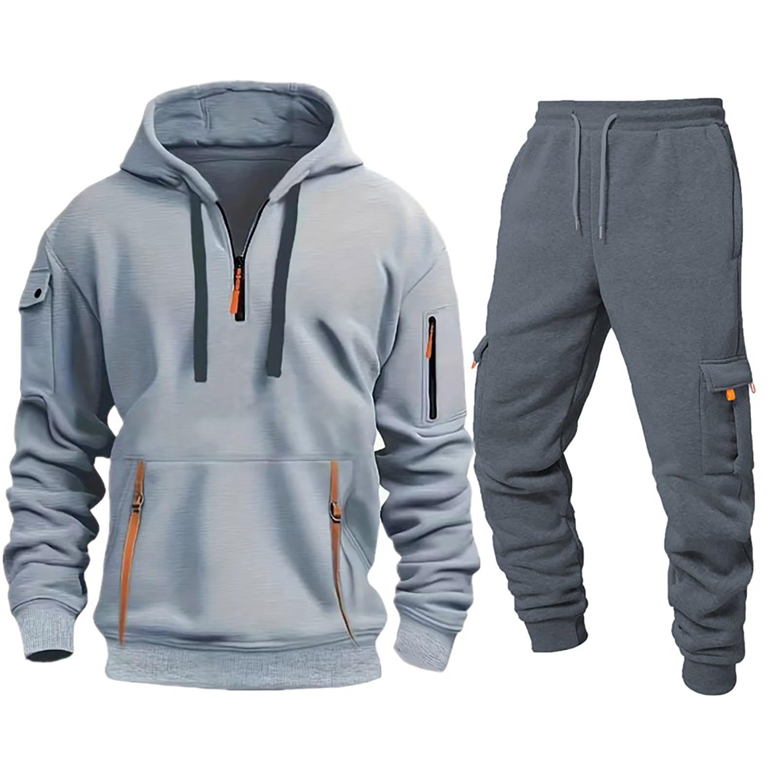Conjunto Hombre Deporte Musculación, Conjunto Hombre Chic Y Casual, | Otoño Invierno Cálido, Chándal con capucha, ropa para correr, gimnasio, ropa básica de 2 piezas, ropa exterior