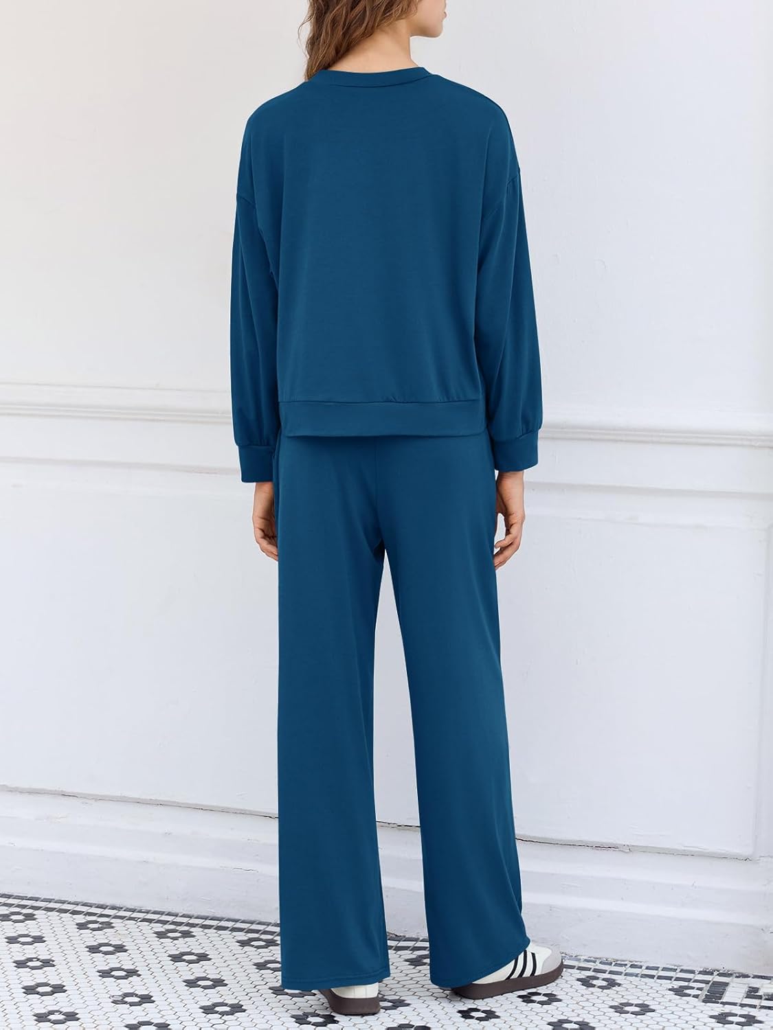 Yousify Women's 2 Piece Lounge Sets Casual Long Sleeve Tops Wide Leg Pants Loose Tracksuit Fall Travel Outfits - Image 4