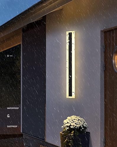 Miniatura 5 de LS-PRO Lámparas LED modernas de pared de tira larga para exteriores de 24 pulgadas14 W, elegante acrílico blanco esmerilado, cuerpo de aluminio