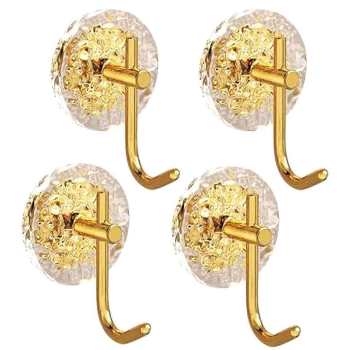 JOYHAPPST 4PCS Wall Hooks, Punch-Free Adhesive Hooks for Hanging Coat, Hat, Towel, Robe, Scarf, Purse, Keys, Lamp, Wall Decor-A