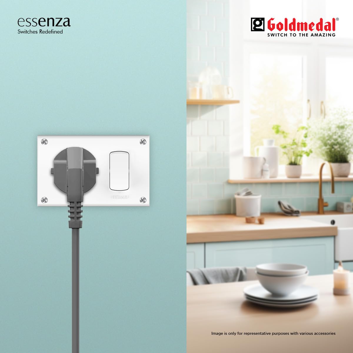 Goldmedal Essenza 16A Modular Switch Socket with Junction Box | 3 in 1 Heavy-Duty Power Socket with Switch | Ideal for Home & Office Use | White — Amazon image 3