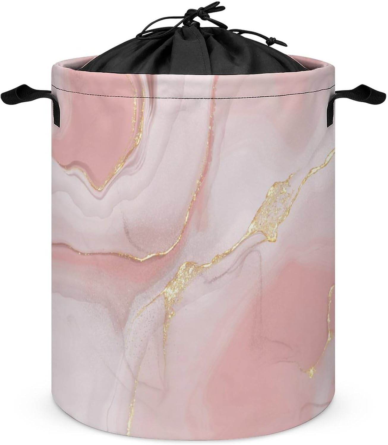 LynaRei Pink Marble Rose Gold Laundry Baskets for Bedrooms