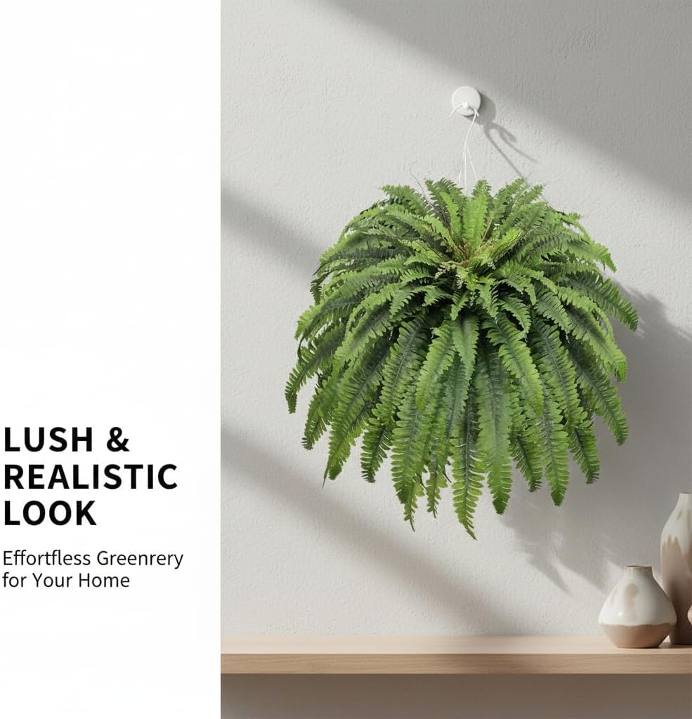 50" Fake Ferns Artificial Plants Large, 98 Fronds 2 Artificial Ferns for Outdoors and Indoors, Suitable for Planter Garden Porch Office Decor - Image 6