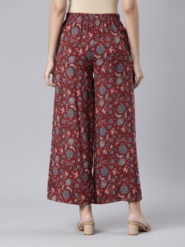 Image of GO COLORS Soft Viscose Printed Palazzo Full Length for Women| Breathable, Mid Rise