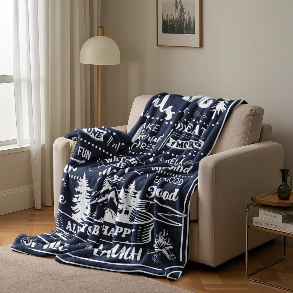 Ryubein Camping Blanket 50" X 60", Camping Gifts for Men Women, Camper Gifts, Camp Essentials, Camp Accessories, Rv Gifts, Gifts for Rv Owners, Campsite Outdoors Rv Travel Hiking Lovers Throw Blanket