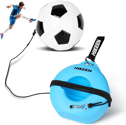 Miniatura 8 de Hikeen Juego de entrenamiento de fútbol con base de metal, equipo de entrenamiento individual portátil con pelota de rebote, regalo popular