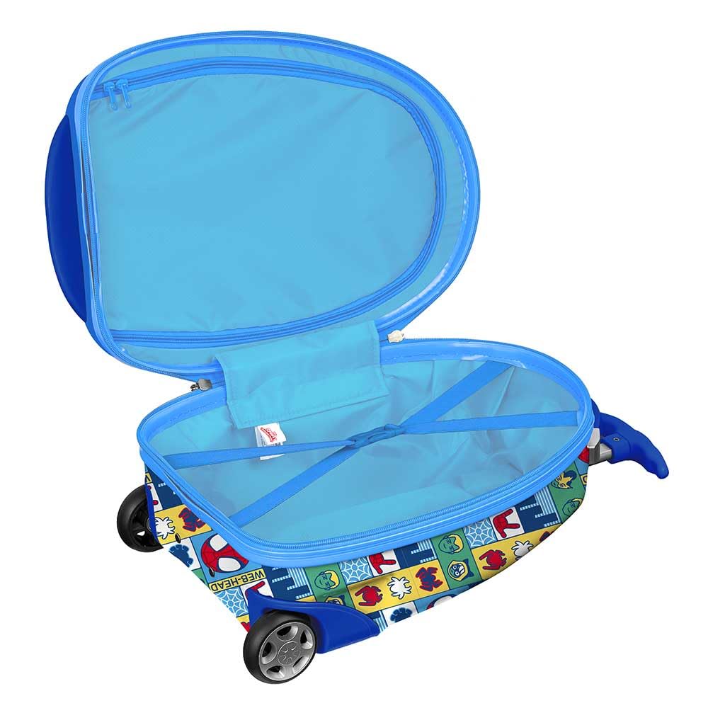 Safta | Maleta Infantil con Ruedas 16″ Spidey Rescue, Carcasa Rígida ABS + PC, Interior Forrado con Bolsillo de Red con Cremallera, Cintas Elásticas Sujetaequipaje, Color Azul, Medidas 28x23x43 cm